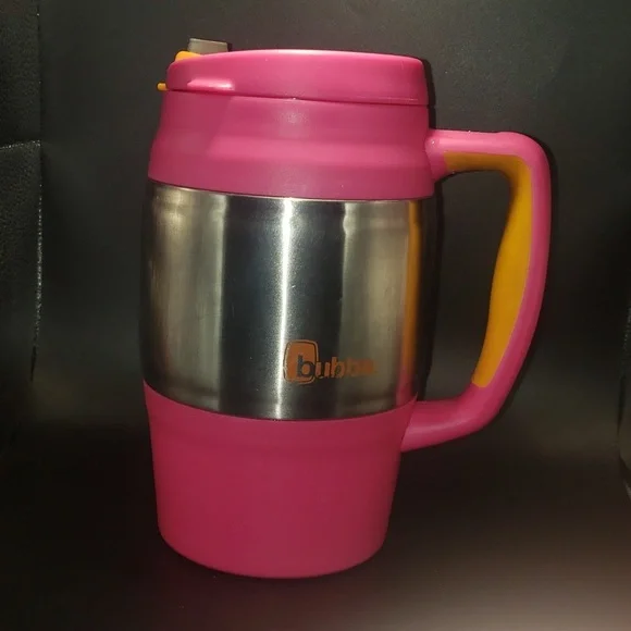 Bubba 34 oz Keg Thermos Pink/Orange Top Cup Stainless Plastic Travel Mug 